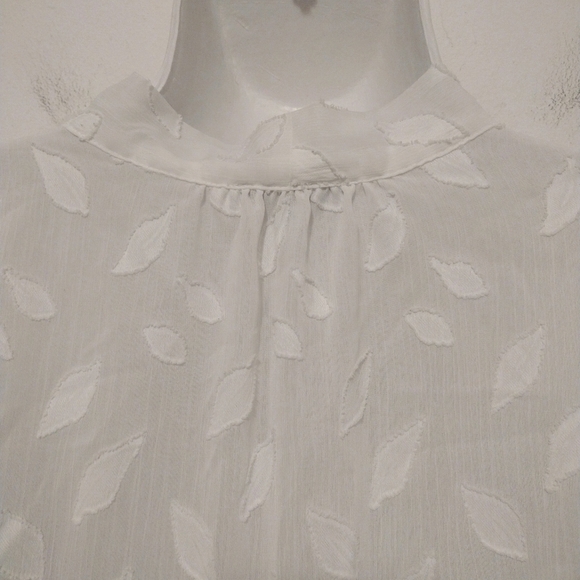 Calvin Klein - Neck Tie Puff Sleeves Sheer Blouse - Picture 12 of 16